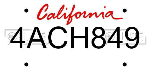 4ACH849 California License Plate