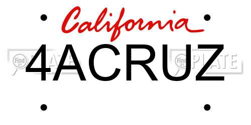 4ACRUZ California License Plate