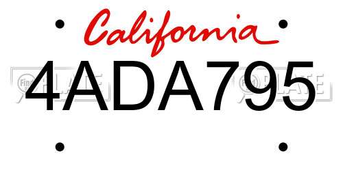 4ADA795 California License Plate
