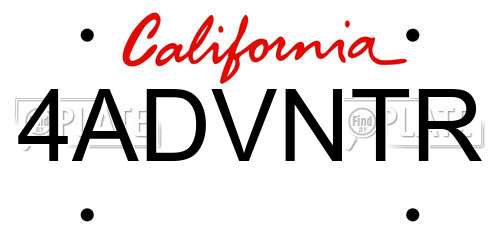 4ADVNTR California License Plate