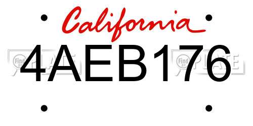 4AEB176 California License Plate