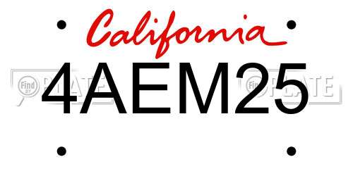 4AEM25 California License Plate