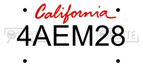 4AEM28 California License Plate