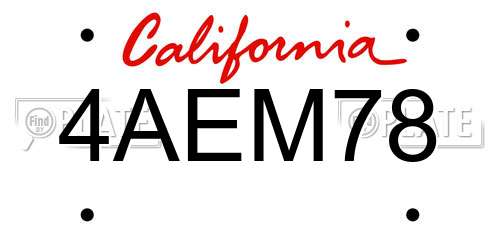 4AEM78 California License Plate