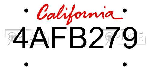 4AFB279 California License Plate