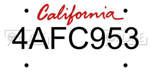 4AFC953 California License Plate