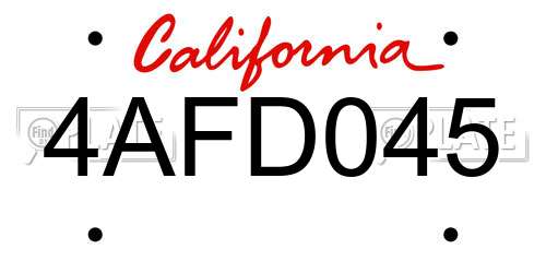 4AFD045 California License Plate