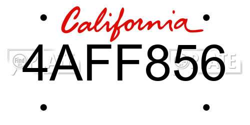 4AFF856 California License Plate