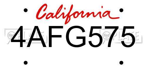 4AFG575 California License Plate
