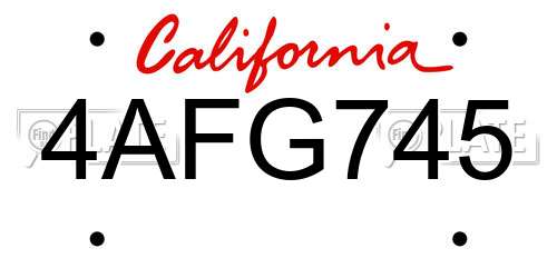 4AFG745 California License Plate