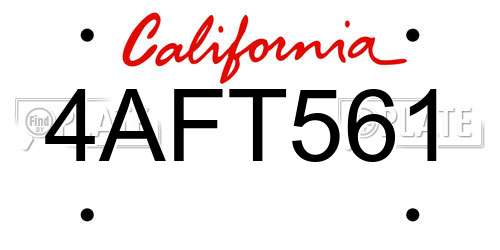 4AFT561 California License Plate