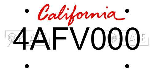 4AFV000 California License Plate