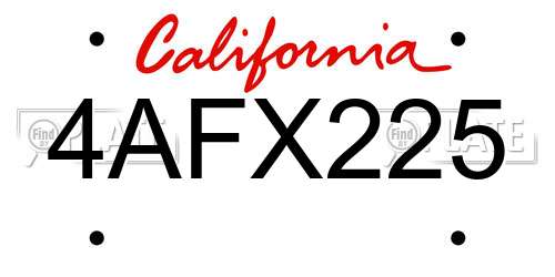 4AFX225 California License Plate