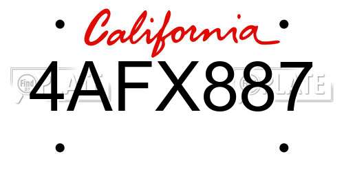 4AFX887 California License Plate