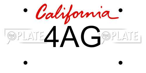 4AG California License Plate