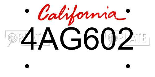 4AG602 California License Plate
