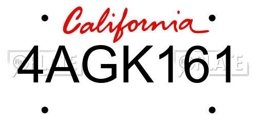 4AGK161 California License Plate