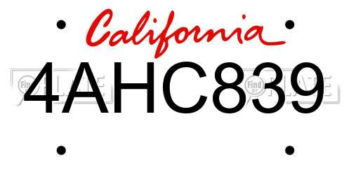 4AHC839 California License Plate