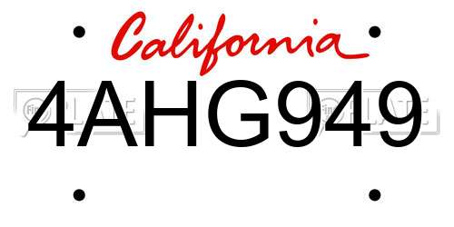 4AHG949 California License Plate