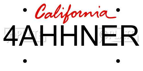 4AHHNER California License Plate