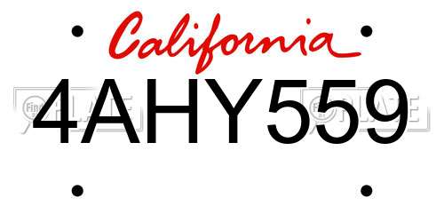 4AHY559 California License Plate