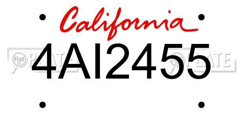 4AI2455 California License Plate