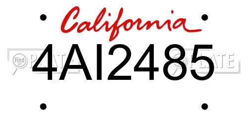 4AI2485 California License Plate