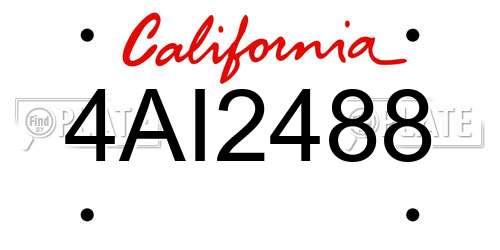 4AI2488 California License Plate