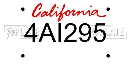 4AI295 California License Plate