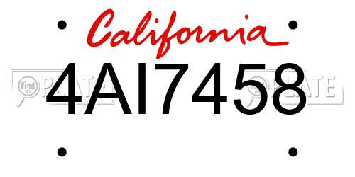 4AI7458 California License Plate
