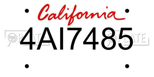 4AI7485 California License Plate