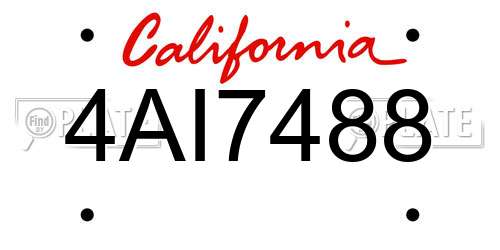 4AI7488 California License Plate