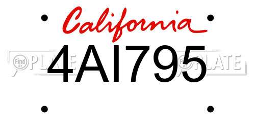 4AI795 California License Plate