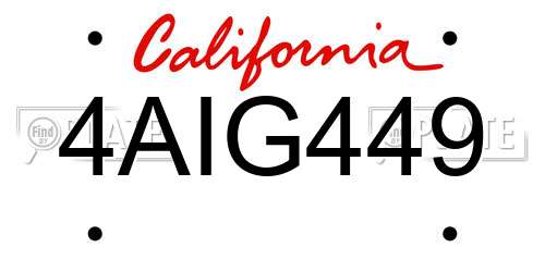 4AIG449 California License Plate