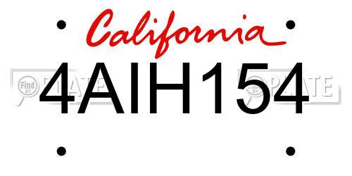4AIH154 California License Plate