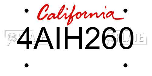4AIH260 California License Plate