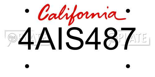 4AIS487 California License Plate
