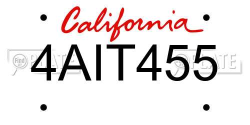 4AIT455 California License Plate
