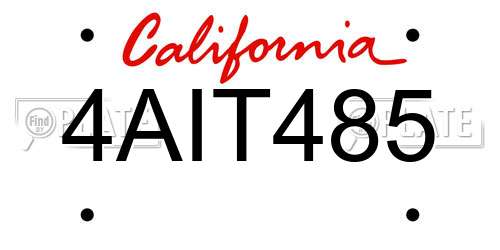 4AIT485 California License Plate