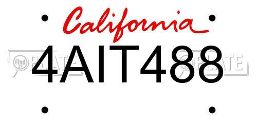 4AIT488 California License Plate