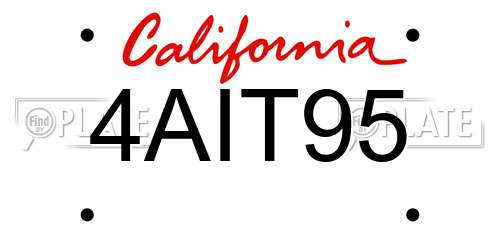 4AIT95 California License Plate