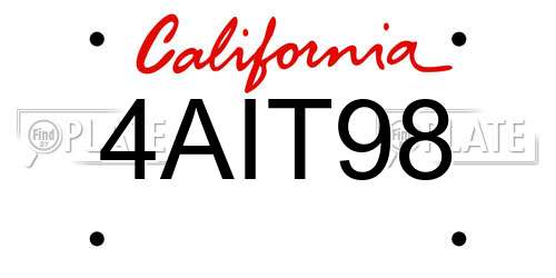 4AIT98 California License Plate