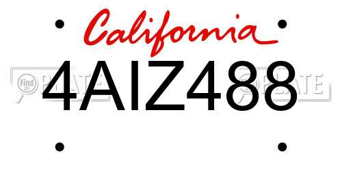 4AIZ488 California License Plate