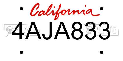 4AJA833 California License Plate