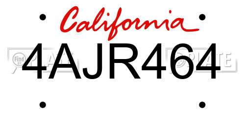 4AJR464 California License Plate
