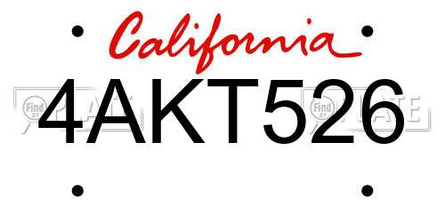 4AKT526 California License Plate