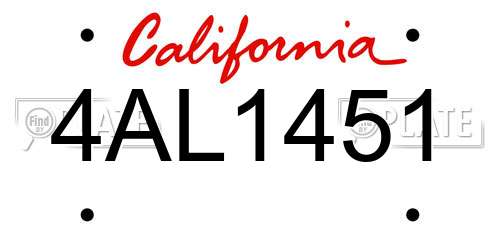 4AL1451 California License Plate