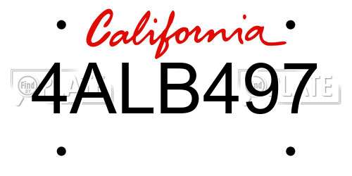 4ALB497 California License Plate