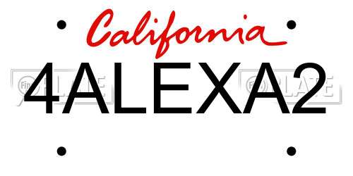 4ALEXA2 California License Plate