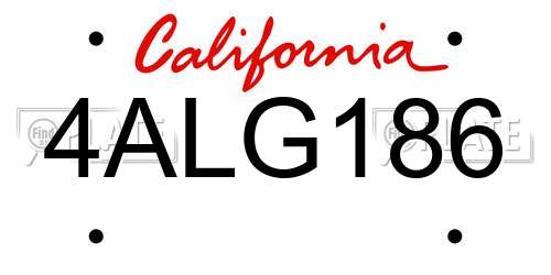 4ALG186 California License Plate